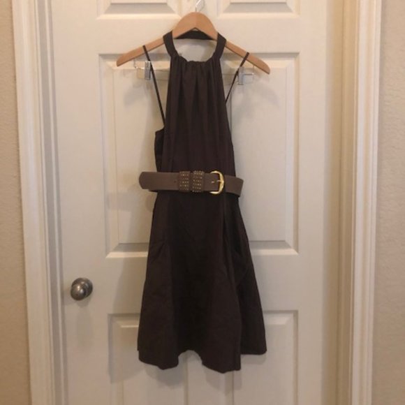 Jessica Simpson Dresses & Skirts - Jessica Simpson Brown Halter Neck Dress w/belt 4